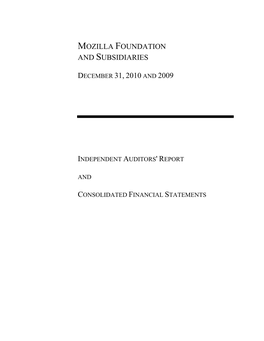 2010 Audited Financial Statement for the Mozilla Foundation
