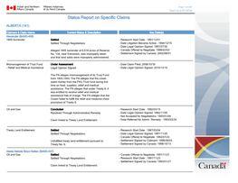 Status Report on Specific Claims