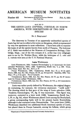 AMERICAN MUSEUM NOVITATES Published by Number 455 the AMERICAN Museum of NATURAL HISTORY Feb