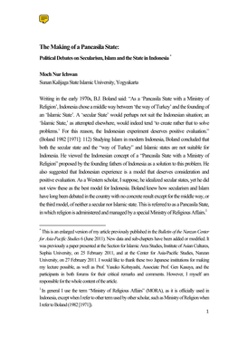 The Making of a Pancasila State: Political Debates on Secularism, Islam and the State in Indonesia *