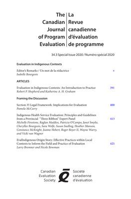 The Canadian Journal of Program Evaluation