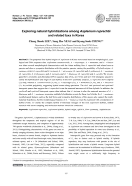 Exploring Natural Hybridizations Among Asplenium Ruprechtii and Related Taxa in Korea