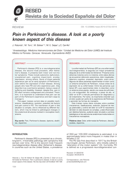 Pain in Parkinson's Disease. a Look at a Poorly Known Aspect of This Disease