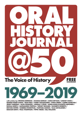 Oral History Journal: 1970S 2000S Introduction to OHJ@50 1