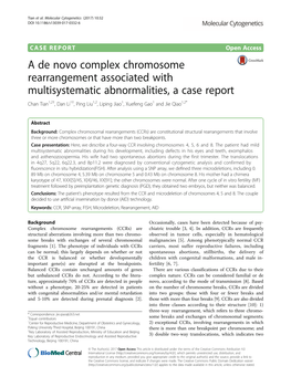 A De Novo Complex Chromosome Rearrangement Associated with Multisystematic Abnormalities, a Case Report