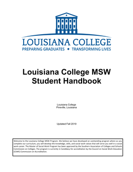Louisiana College MSW Student Handbook