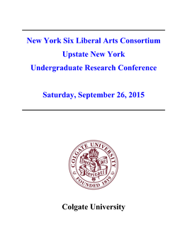 New York Six Liberal Arts Consortium Upstate New York Undergraduate Research Conference