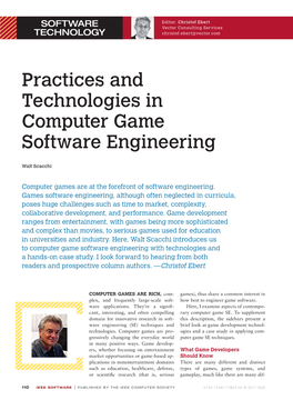 Practices and Technologies in Computer Game Software Engineering
