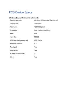 A Complete List of Minimum Specs