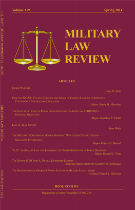 MILITARY LAW REVIEW VOLUME 219 • 2014 Volume 219 Spring 2014