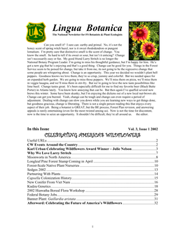Lingua Botanica the National Newsletter for FS Botanists & Plant Ecologists