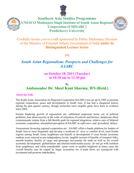 Prospects and Challenges for SAARC