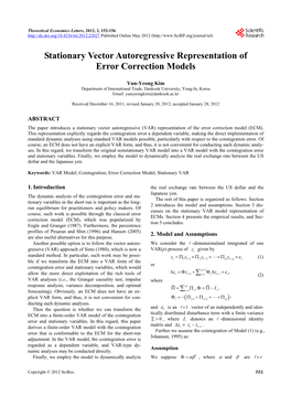 Stationary Vector Autoregressive Representation of Error Correction Models