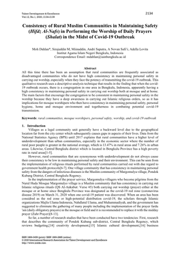 Consistency of Rural Muslim Communities in Maintaining Safety (Hifdz Al-Nafs) in Performing the Worship of Daily Prayers (Shalat) in the Midst of Covid-19 Outbreak