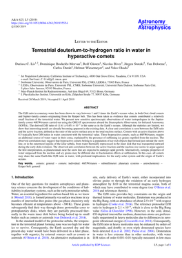 Terrestrial Deuterium-To-Hydrogen Ratio in Water in Hyperactive Comets Dariusz C