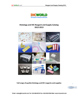 Histology and IHC Reagent and Supply Catalog 2012-2013