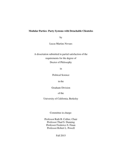 Modular Parties: Party Systems with Detachable Clienteles