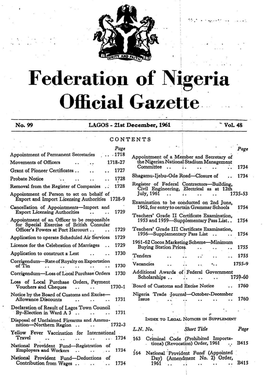 Federation of Nigeria Official Gazette