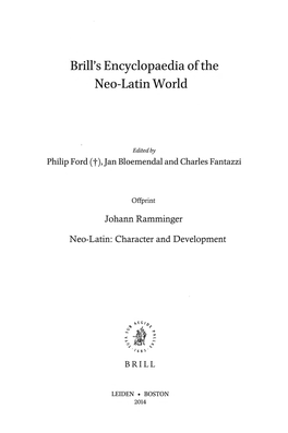 Brill's Encyclopaedia of the Neo-Latin World