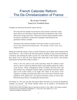 French Calendar Reform: the De-Christianization of France