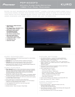 PDP-6020FD 60-Inch Class High-Definition 1080P Flat Panel Television