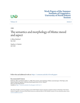 The Semantics and Morphology of Mixtec Mood and Aspect J