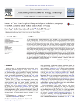 Impact of Costa Rican Longline Fishery on Its Bycatch of Sharks, Stingrays