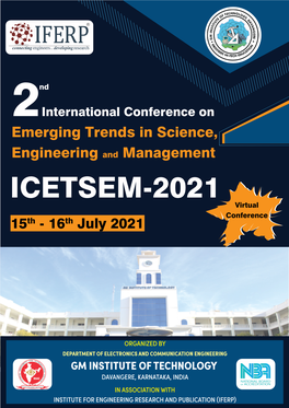 Emerging Trends in Science, Engineering and Management ICETSEM-2021