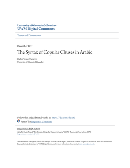 The Syntax of Copular Clauses in Arabic