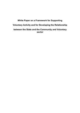 White Paper: Framework for Supporting Voluntary Activity