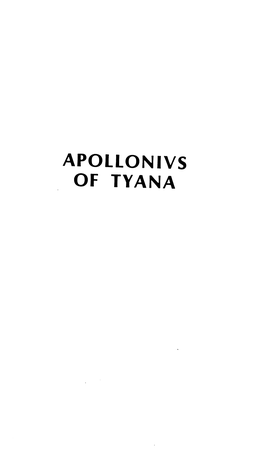 Apollonius of Tyana, the Philosopher-Reformer of the First