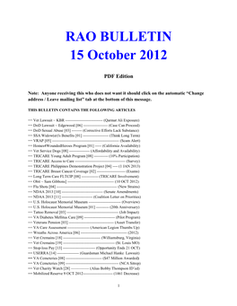 RAO BULLETIN 15 October 2012