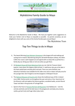 Mykidstime Family Guide to Mayo Top Ten Things to Do in Mayo