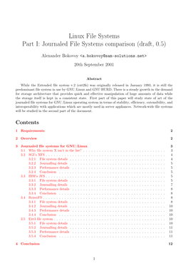 Journaled File Systems Comparison (Draft, 0.5)