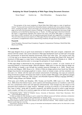 Analysing the Visual Complexity of Web Pages Using Document Structure