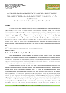 3.Hum- Contemporary Sri Lankan Education Policies and Its -Lakmini