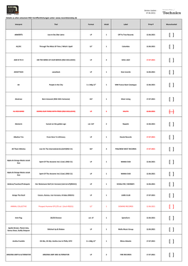 RSD 2021-Liste Zum Download