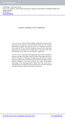 Lions Under the Throne: Essays on the History of English Public Law Stephen Sedley Frontmatter More Information