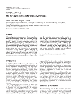 Developmental Basis for Allometry in Insects