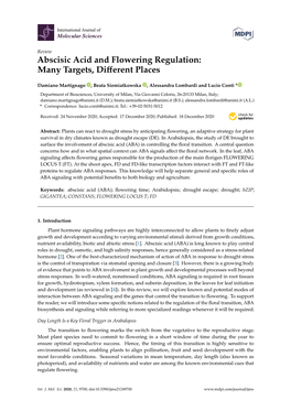 Abscisic Acid and Flowering Regulation: Many Targets, Different Places