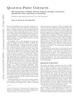 Quantum Point Contacts Has Pro- Vided an Ideal Model System for the Investigation of the Eﬀects of Coulomb Repulsion on Resonant Tunneling