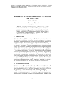 Committees As Artificial Organisms – Evolution and Adaptation