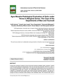 Agro-Morpho-Pedological Evaluation of Soils Under Hevea in Marginal Zones: the Case of the Departments of Man and Toumodi