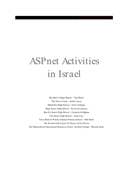 Aspnet Activities in Israel