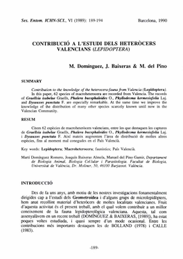 CONTRIBUCIÓ a L'estudi DELS HETERCICERS M. Domínguez, J. Baixeras & M. Del Pino