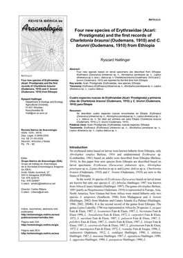 Acari: Prostigmata) and the First Records of Charletonia Braunsi (Oudemans, 1910) and C