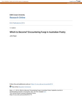 Encountering Fungi in Australian Poetry