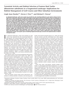 Kinosternon Subrubrum) in a Fragmented Landscape: Implications for Habitat Management of Golf Courses and Other Suburban Environments