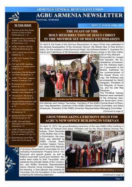 Agbu Armenia Newsletter Issue 19, March-April, 2012