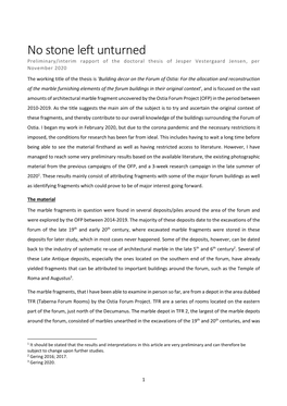 No Stone Left Unturned Preliminary/Interim Rapport of the Doctoral Thesis of Jesper Vestergaard Jensen, Per November 2020